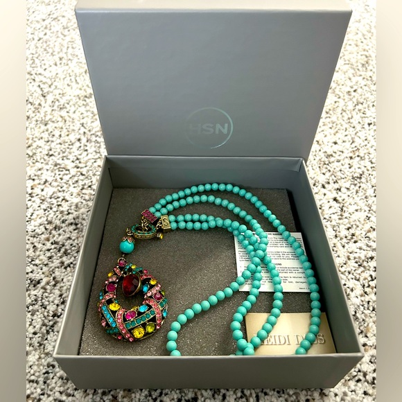 HEIDI DAUS "Perfect" Beaded Crystal Toggle Necklace - Fuchsia - NWT - Picture 7 of 7